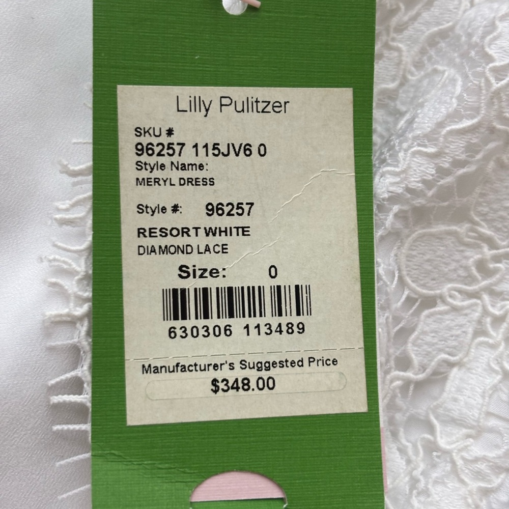 Lilly Pulitzer Meryl Dress Resort White Diamond Lace Size 0 New with Tags - Picture 8 of 16